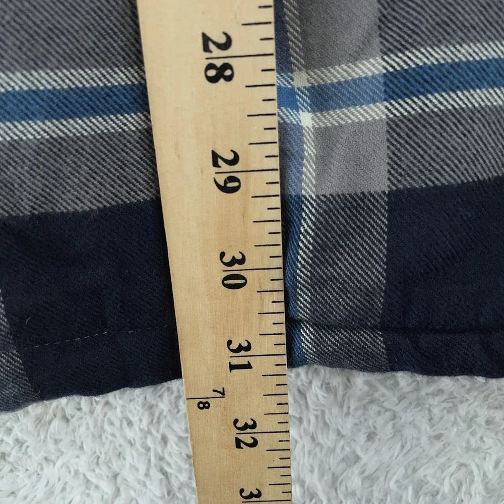 L.L. Bean Fleece Lined Flannel‎ Shirt Jacket XL Traditional Fit Blue Gray Plaid